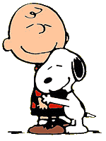 Charlie Brown and Snoopy hug